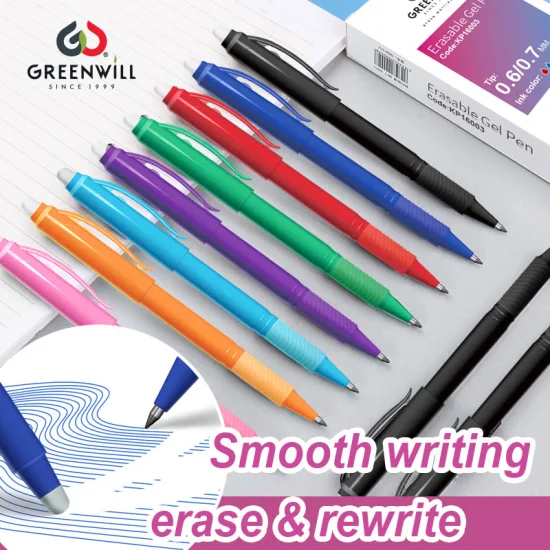 Stationery Factory Greenwill Promotion Custom School and Office Heat Sensitive Ergonomic Refillable Erase Beautiful Writing Friction Gel Pen (KP100751)