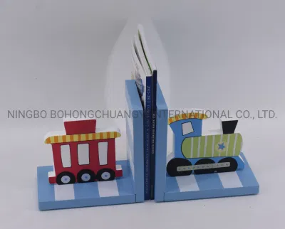 Boys Promotional Gift Bookstand Shaped Train/Car Wood Bookends for Students